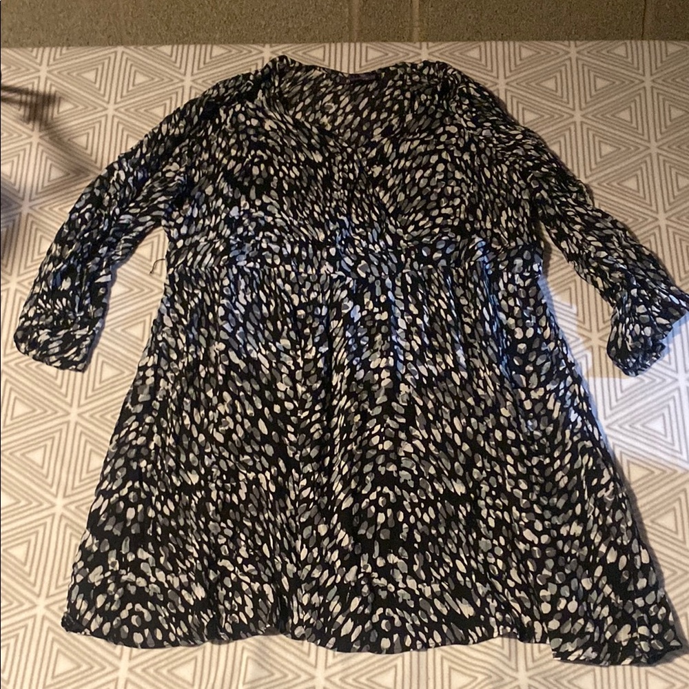 Roaman's Black and White Long‎ Sleeve Dress